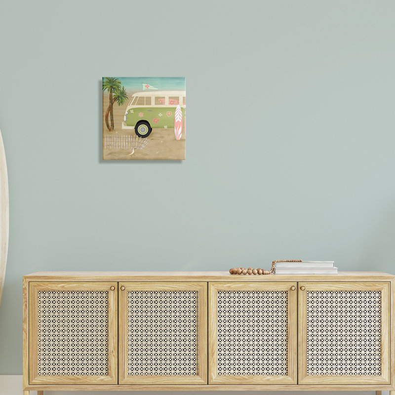 Hippy Travel Van Beach, Plaque murale, H 17 po x l 17 po x P 1,5 po