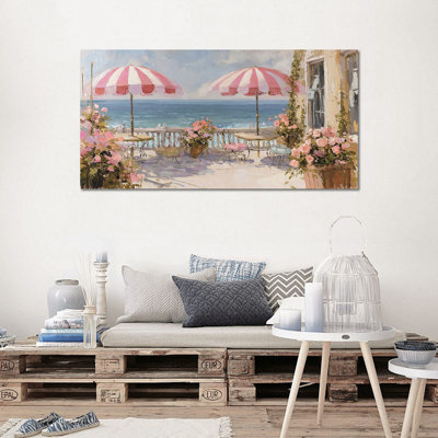  Beach Wall Art, Coastal Ocean Pictures, Beach Pictures Wall Art, Coastal Canvas Wall Art for Living Room Bedroom, Ocean Beach Scene Painting, Beach Art Wall Decor Ready To Hang 24" × 48"