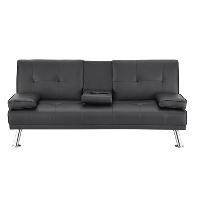 Armarion Convertible Faux Leather Futon Sofa Bed, Versatile Comfort with Customizable Positions