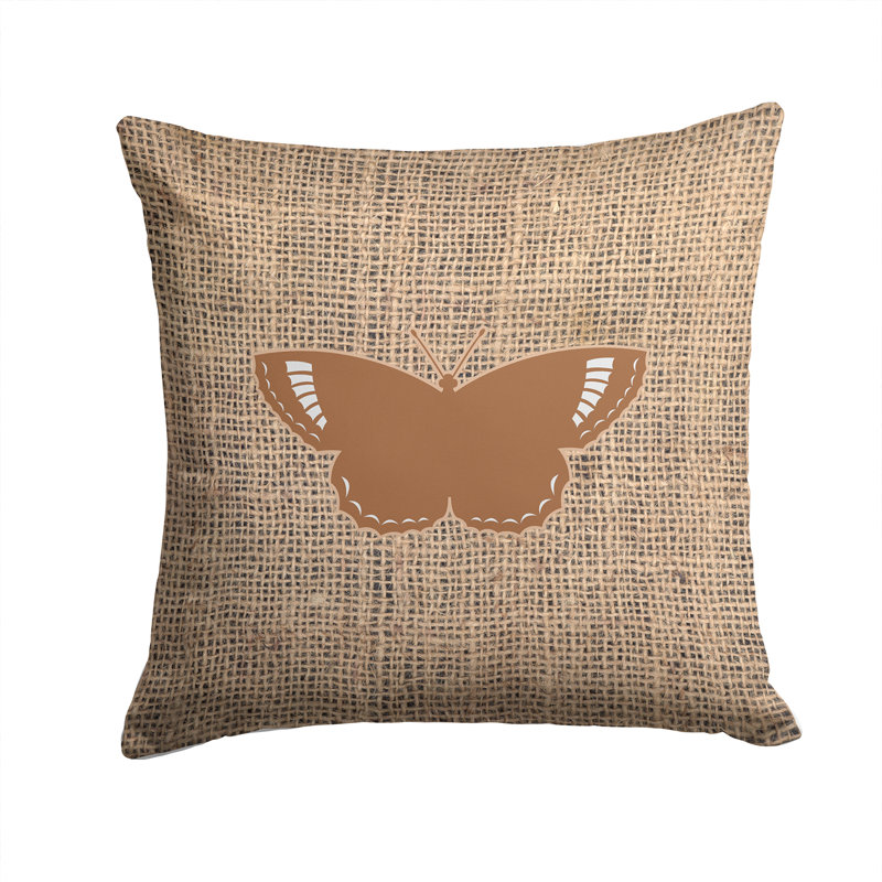 Coussin décoratif intérieur/extérieur en toile jute moisissure, H 14 po x l 14 po x P 4 po, Brun