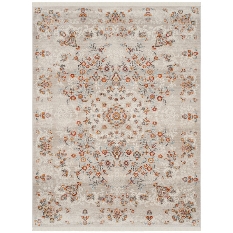 Tapis beige à motif floral Meldrum, Rectangle 3 pi x 5 pi