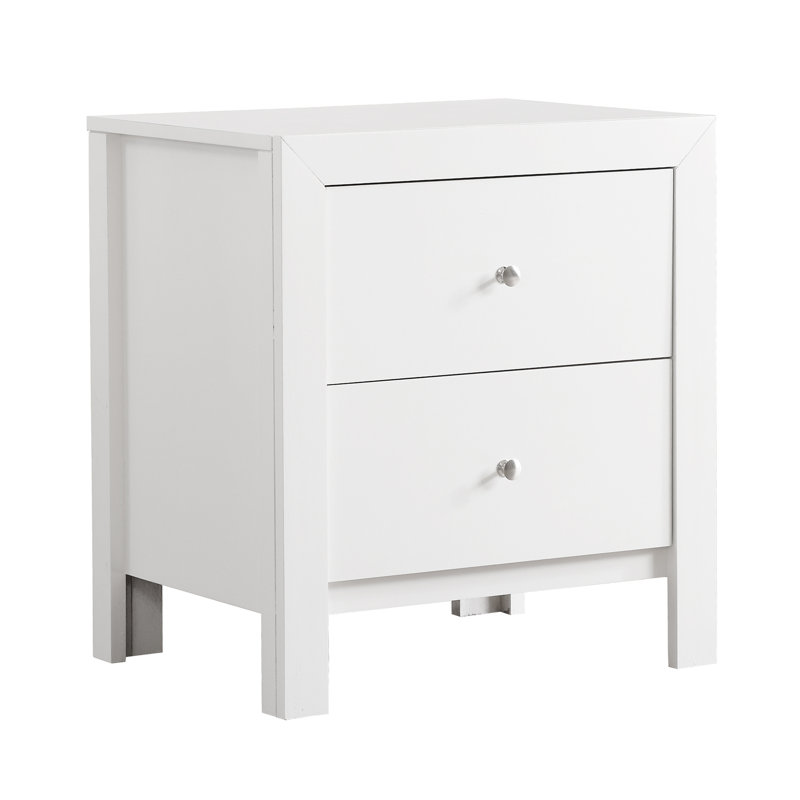 Table de chevet transitionnelle blanche élégante, Blanc