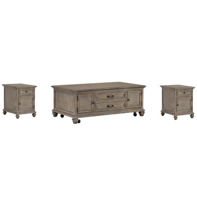 Geisler Lift Top Storage Cocktail Table With 2 Chairside End Table
