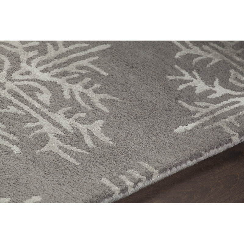 Tapis blanc / gris en laine touffeté à la main Clotell Authentic, Rectangle 7 pi 9 po x 10 pi 6 po