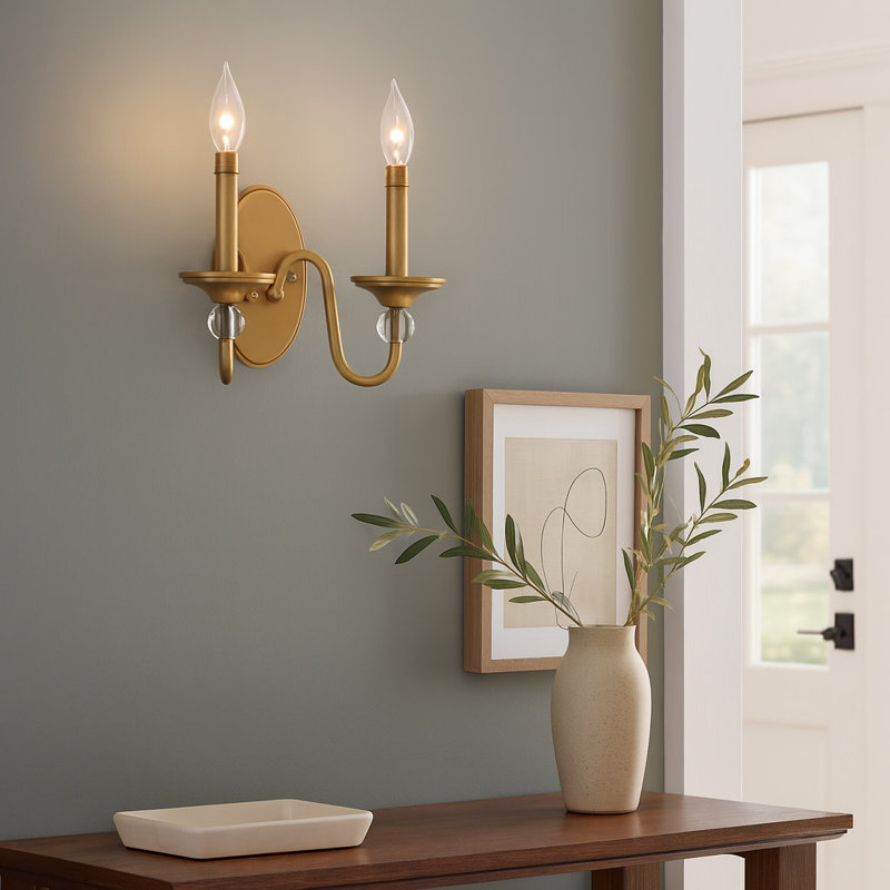 Eleanor 2-Light Candle Wall Light, Heritage Brass