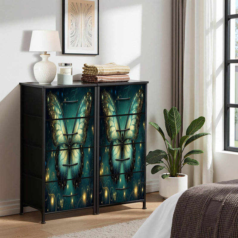 Commode pour commode de chambre à coucher pour placard à brume papillon irisée et commode à tiroirs