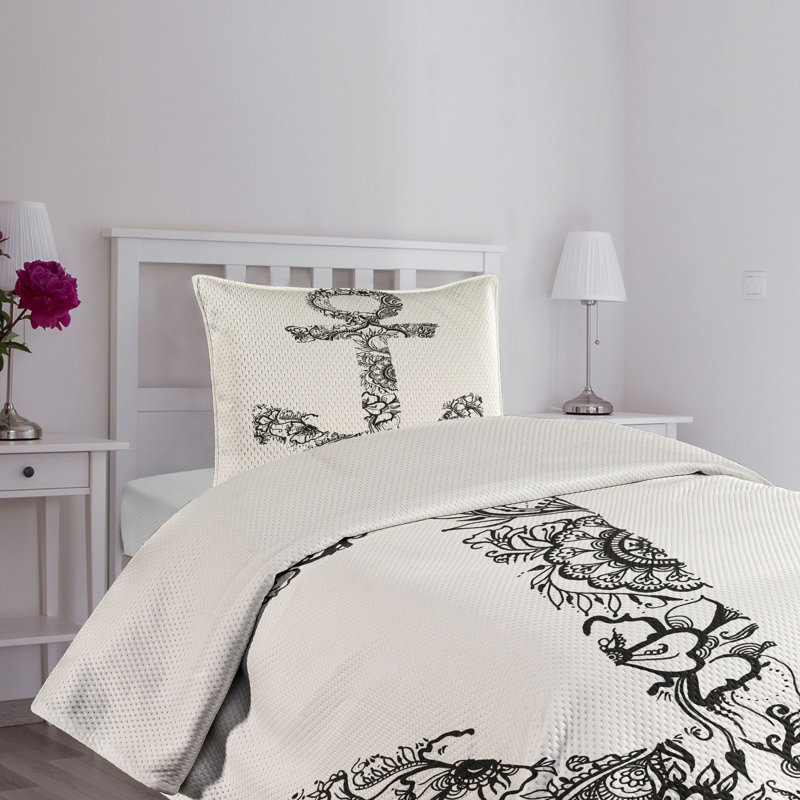 White Quilted Queen Bedspread Set with Anchor Design