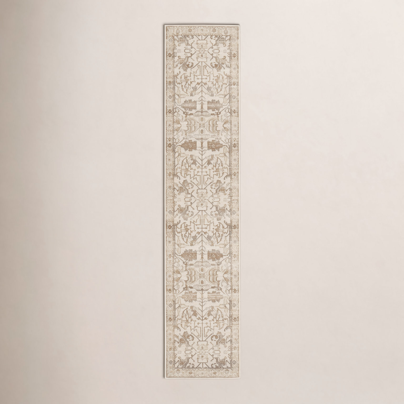 Cupertino Cream Light Gray Oriental Rug, Runner 2'6" x 12'