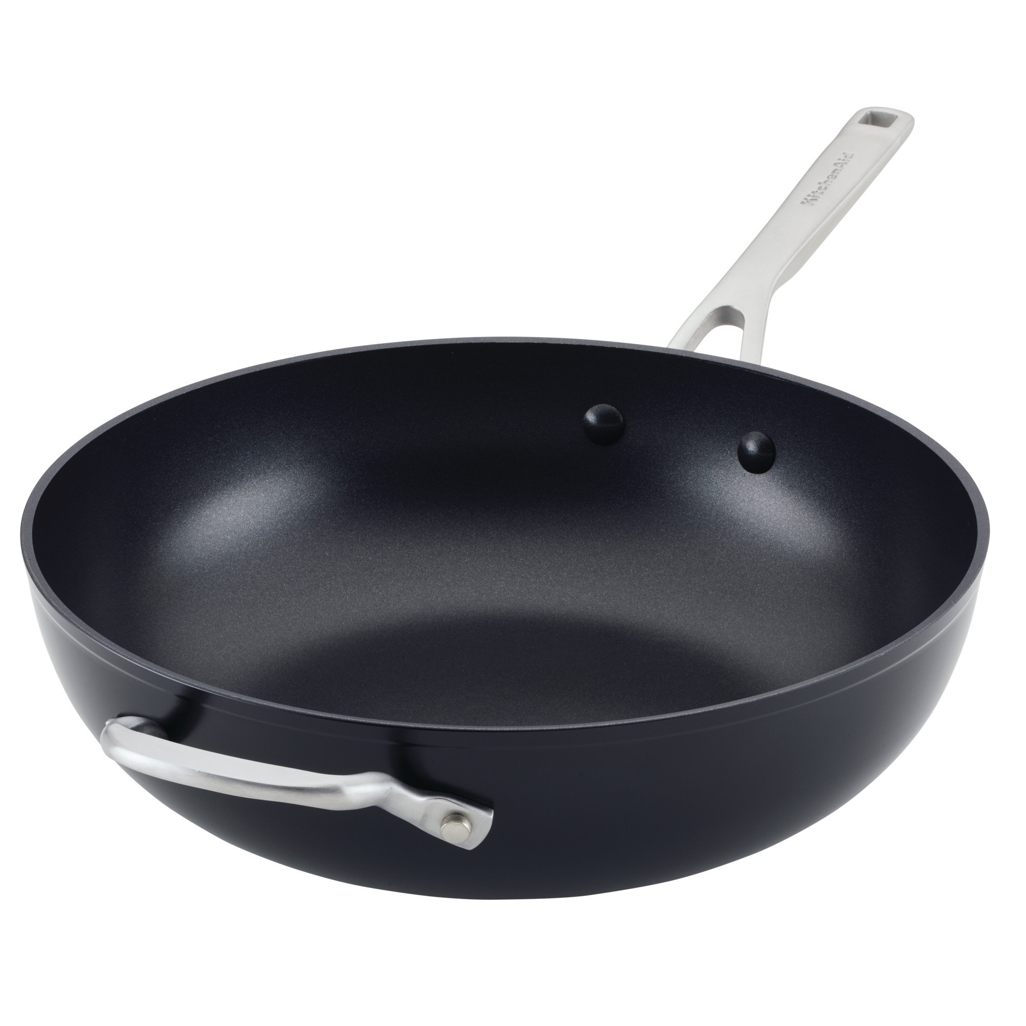 KitchenAid® KitchenAid Hard-Anodized Induction Nonstick Wok with Helper Handle, 12.25-Inch, Matte Black & Reviews | Wayfair