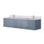Meuble-lavabo double gris foncé 80 po X P 22 po D, dessus en marbre de Carrare et ensemble de robinet-117843907