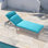 Patio Lounge Sofa Adjustable Angles Outdoor Thick Waterproof Cushion Steel Frame Suitable for Backyard, Patio and Porch,Lake Blue