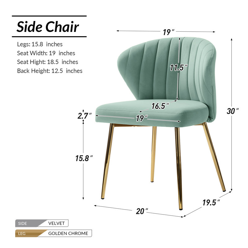 Chaise à oreilles Leona, Velours sauge