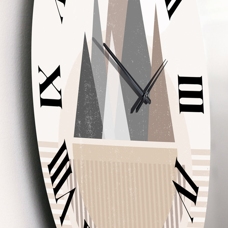 Abstrait soleil et lune dans les montagnes III - horloge murale moderne, Moyen