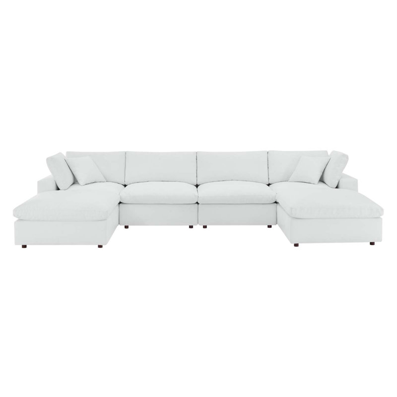 Canapé modulaire en cuir végétalien rembourré 6 pièces Modway Commix, Cuir blanc