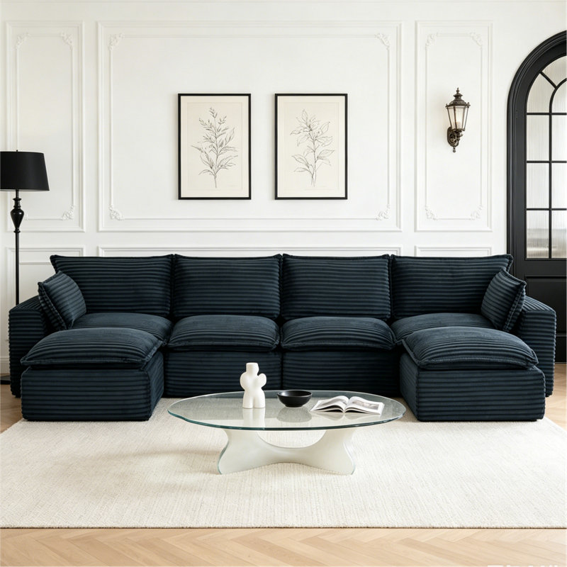 Canapé modulaire de 140 po, fauteuils rembourrés minimalistes modernes, canapé confortable en forme de U pour le salon, canapé d'angle à assise profonde, aucun assemblage requis