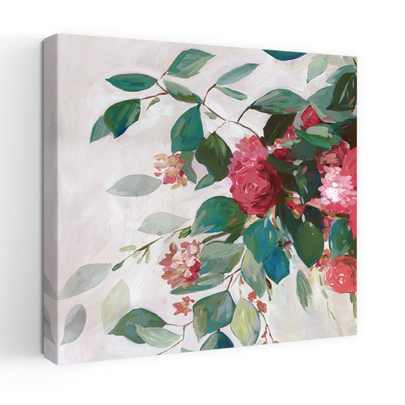 «Red Florals I Delicate Organic Vibrant Nature», art floral, H 32 po x l 32 po