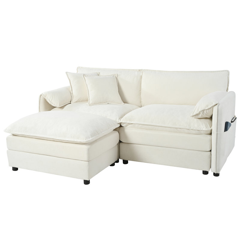 Canapé modulaire Elara, 33.46" H x 75.59" W x 33.86" D, Chenille beige
