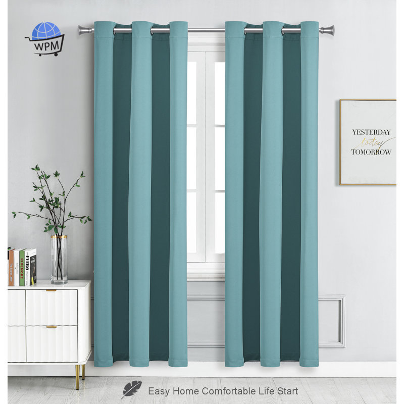 Blackout Drapes Curtains / Drapes Pair, 42" W x 84" L, Teal