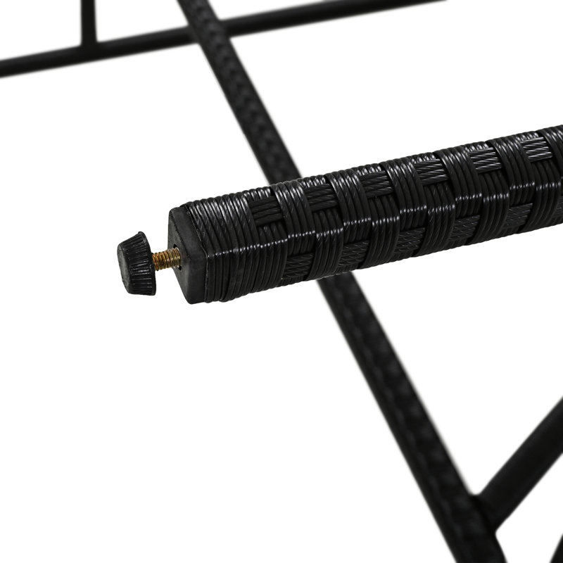 Patio en bois et en bois avec coussins, pliable, haut, peu encombrant, brun pour l'extérieur: table et tabourets