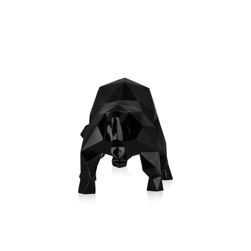 Low Poly Bull Resin Statue, Black
