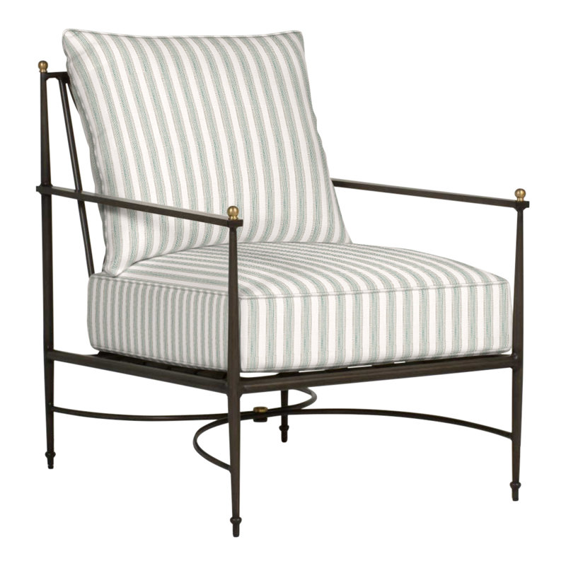 Chaise de patio avec coussins Roma, Welt, Perigold Piccadilly rayé patiné