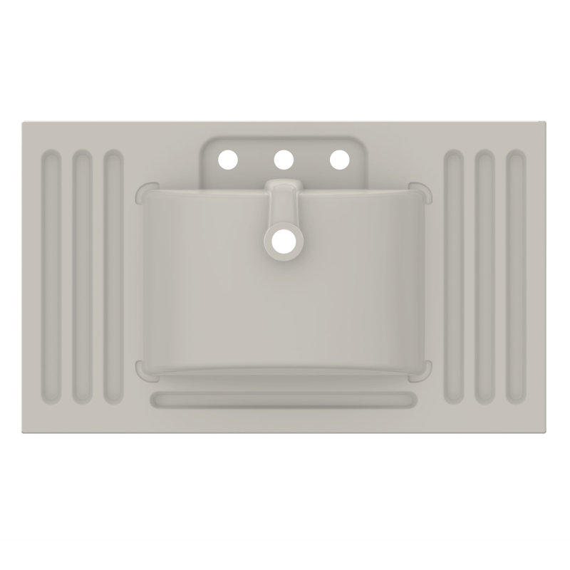 37'' Ceramic Top 1 Faucet Hole 3cm thick  White, 8" Centers