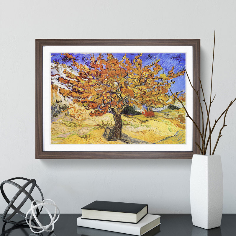 Mulberry Tree by Vincent Van Gogh - Picture Frame Painting, 27cm H x 36cm W x 2cm D, Walnut Framed