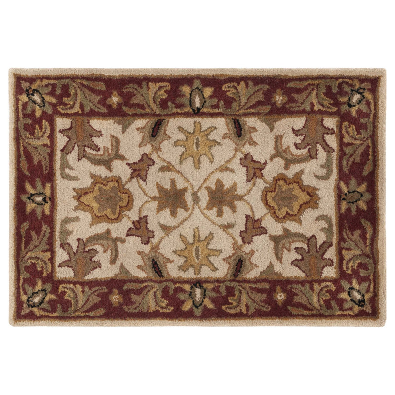 Tapis oriental ivoire / rouge en laine touffeté à la main Algers, Rectangle 2 pi x 3 pi