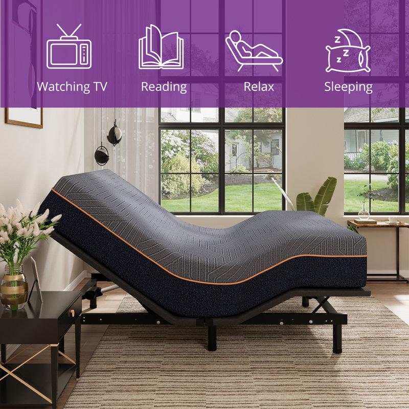 Zero Gravity Adjustable Bed With 12" Memory Foam Mattress, Wireless Remote Control, Full 