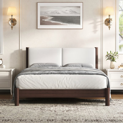 Platform Bed with PU Leather Headboard