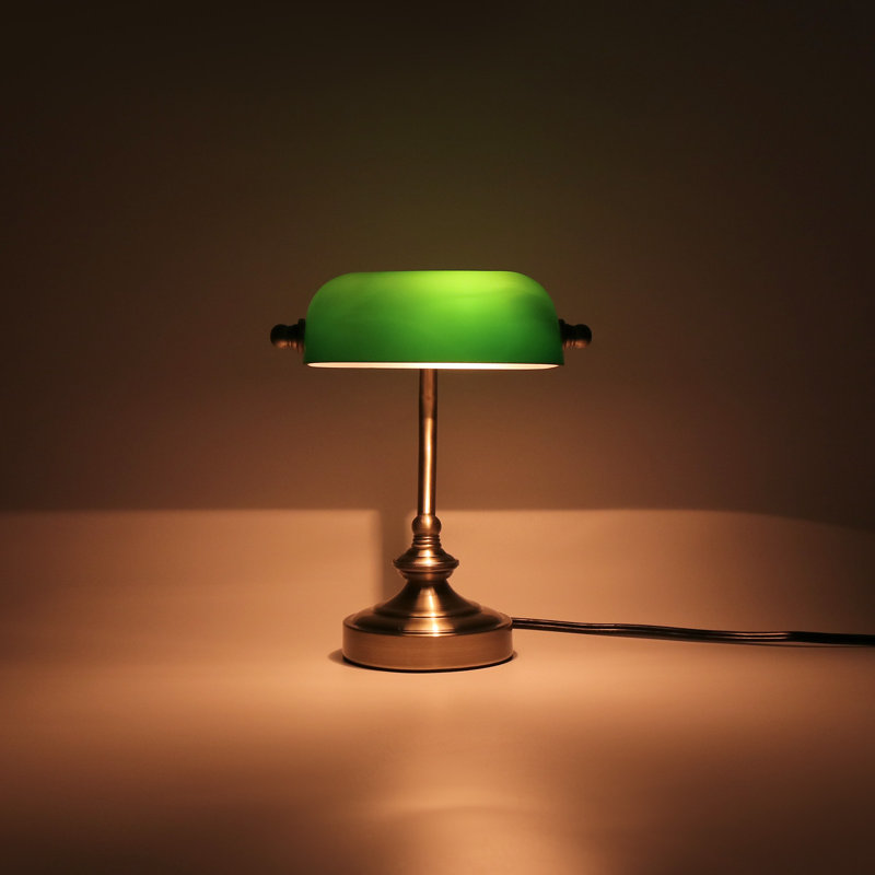 Glass Bankers Lamp, Desk Lamp, Classic Retro Bronze Finish , Plug in Vintage Table lamp, Reading Modern for Home Office,Piano Banker Mini Desk Table Lamp,Library