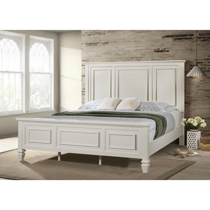 Wood Panel Bed, White, King