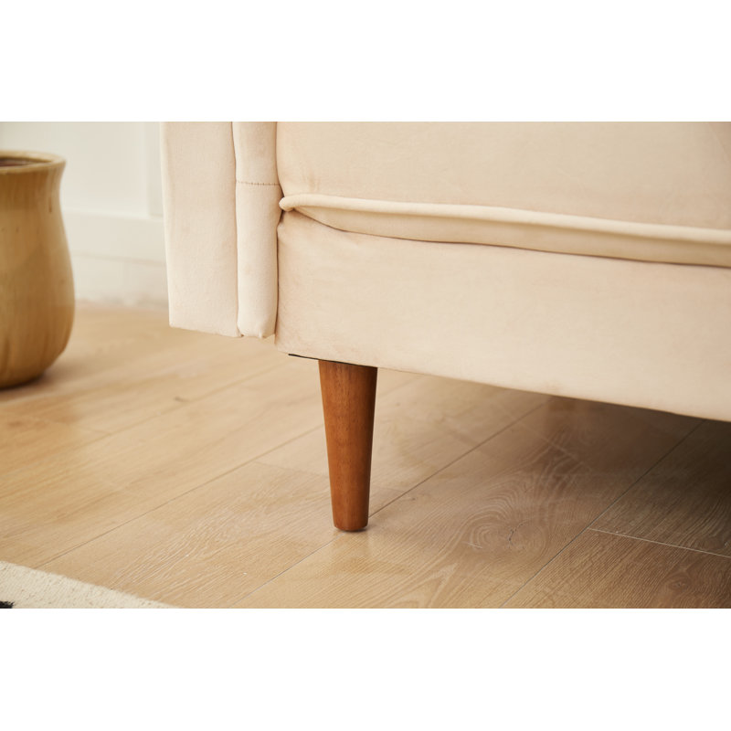 Causeuse à accoudoirs roulés 56 po, Velours beige