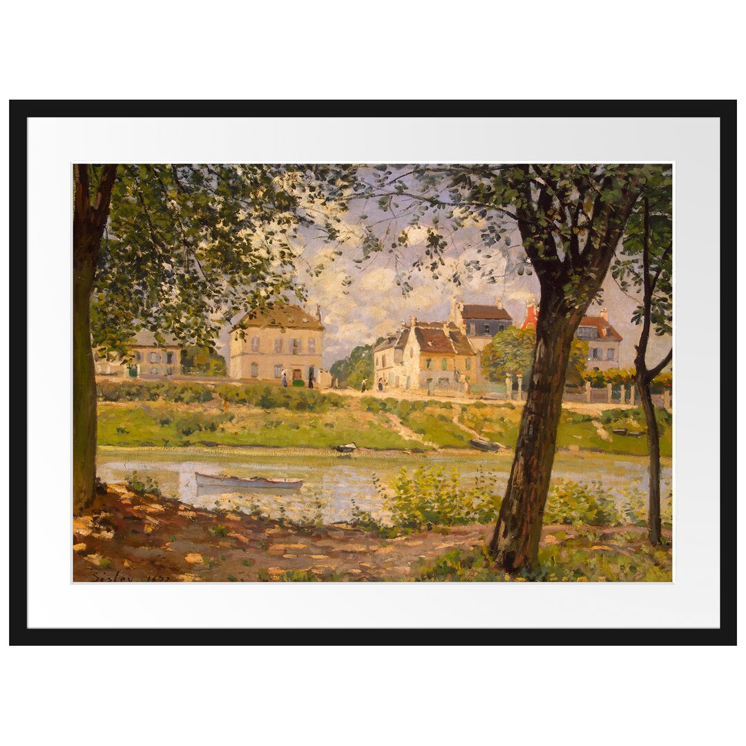 Gerahmtes Poster Village on the Banks of the Seine Ville von Alfred Sisley