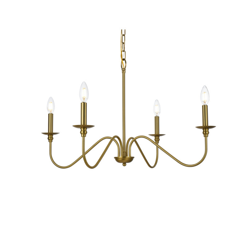 Luminaire suspendu unique Maus, Or satiné, 4 lumières, H 15,7 po x l 30 po x P 30 po
