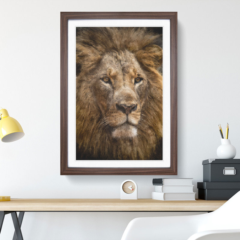Face of a Lion - Framed Print, Walnut Framed, 36cm H x 27cm W x 2cm D