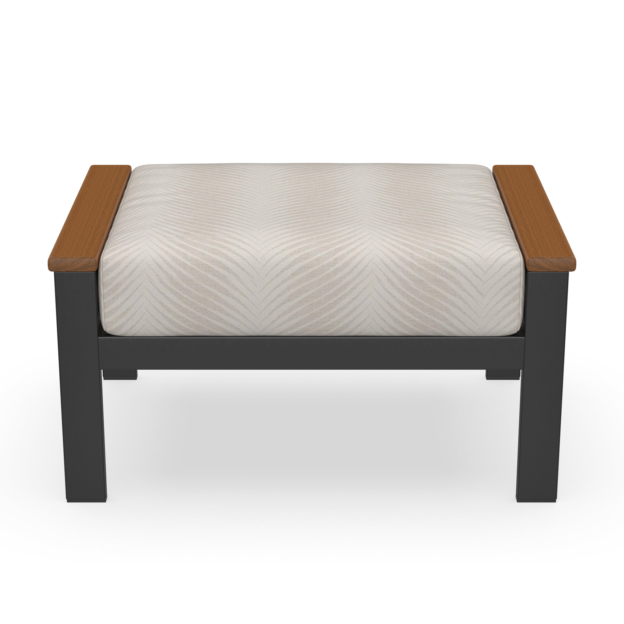 Townsend Indoor Outdoor Aluminum Ottoman with Sunbrella® Cushion, Cloud Out Cloud