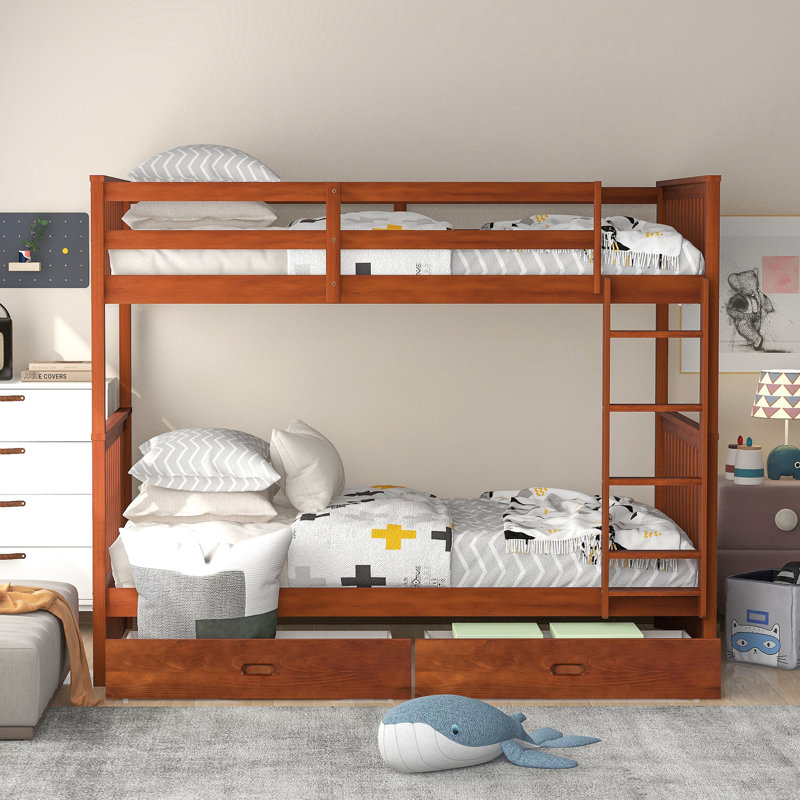 Lit superposé Twintwin avec caractéristiques et rangement - Conçu pour une utilisation à long terme dans les chambres à coucher Noyer de qualité durable