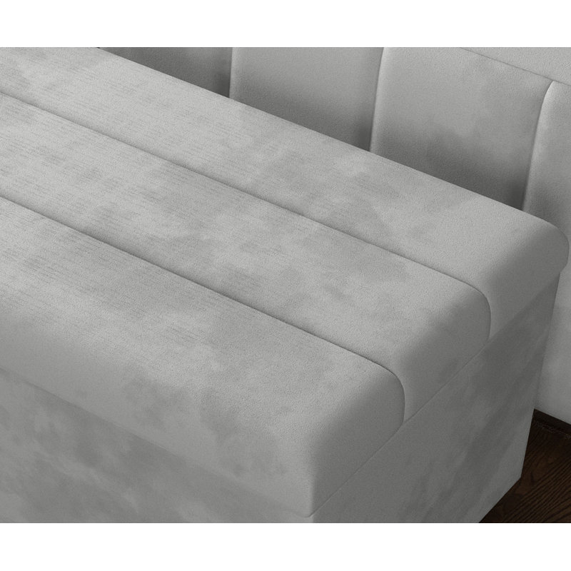 Airiona 102cm Wide Rectangle Striped Standard Ottoman with Storage, Light Silver