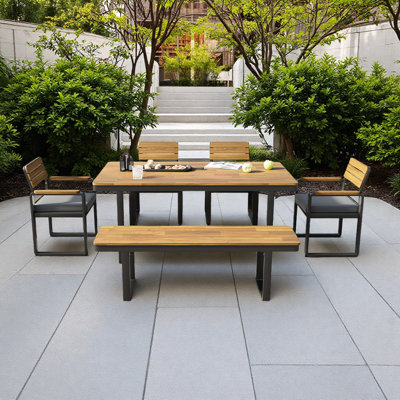 6-Piece Acacia Wood Outdoor Dining Set