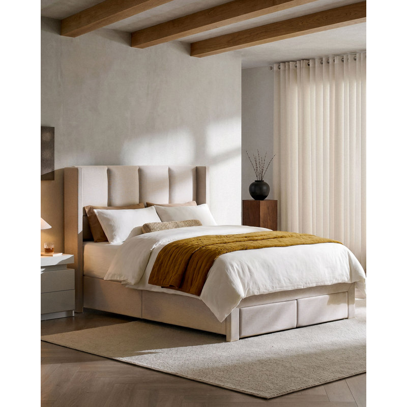 Drawers Bed Frame, Beige