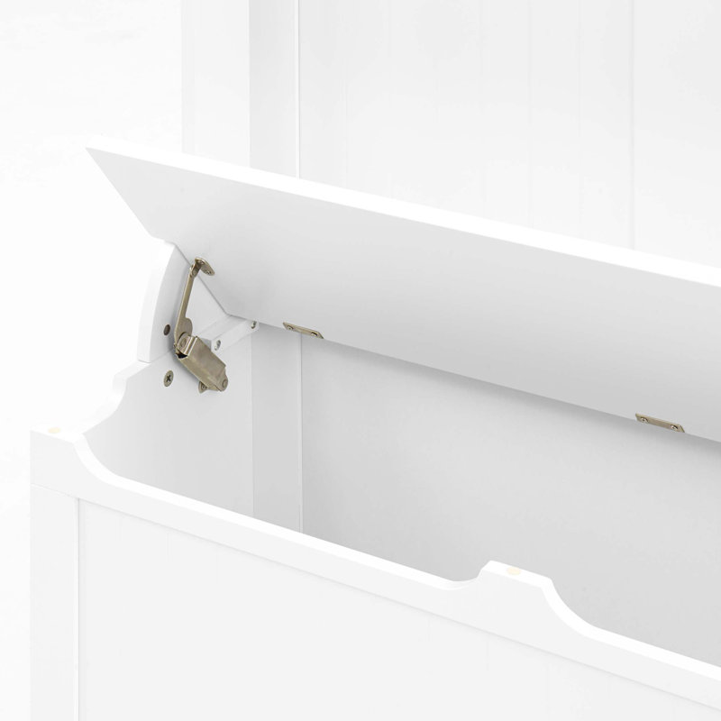 Entryway Bench with Standing Coat Rack, Hall Tree with Shoe Storage Bench, Entryway Organizer with 5 Hooks, White