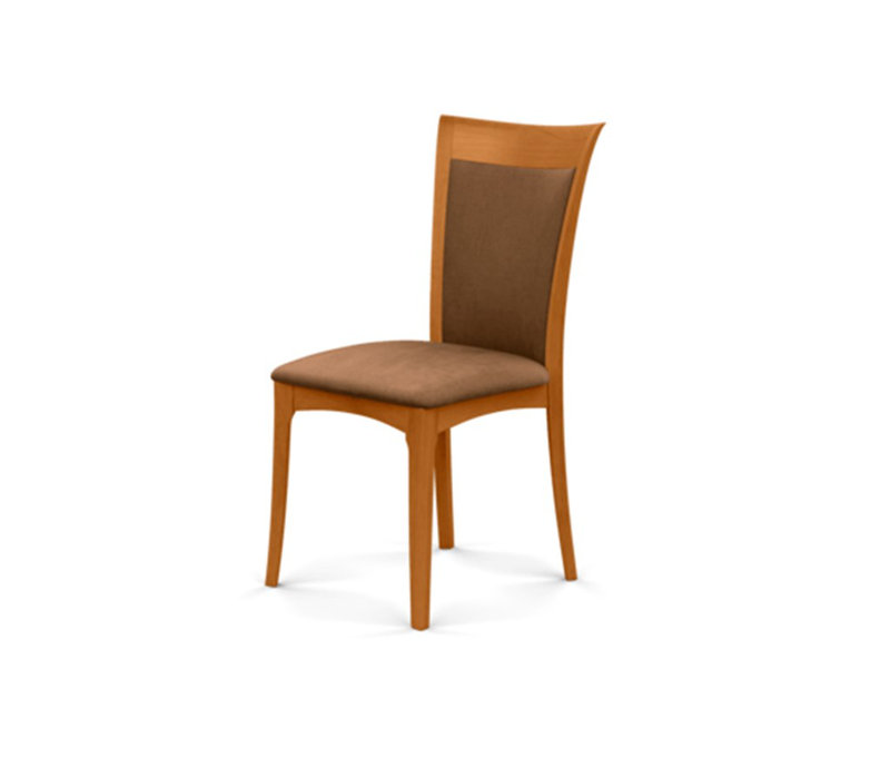 Morgan Leather Dining Chair, Natural Cherry, White