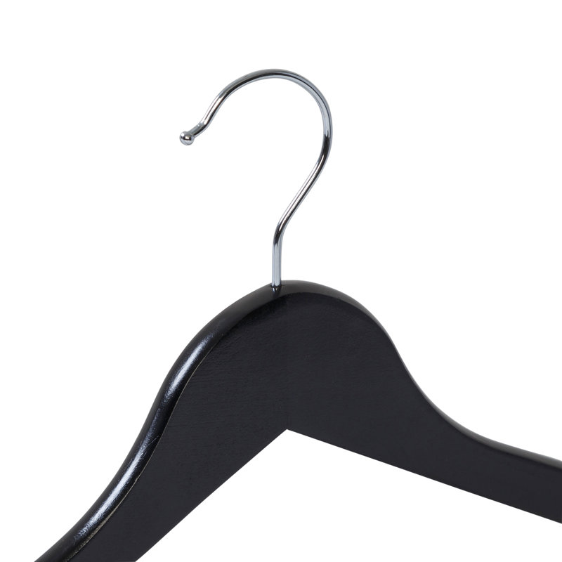 Black Wood Non-Slip Swivel Hook Suit Hangers, 24-Pack