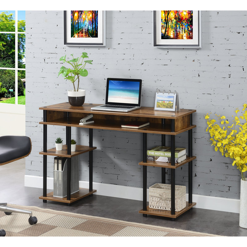 Bureau d'écriture avec tablettes sans outils Edwin, Bois de grange / poteaux noirs