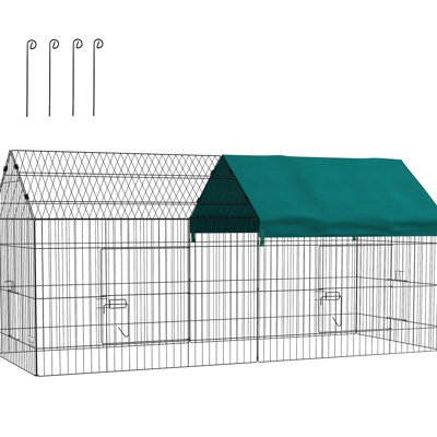 87" Pet Playpen - Ideal For Rabbits, Chicken, Chinchillas. Cage With Roof Indoor And Outdoor, Safe Easy To Build Small Animal For Indoor/Outdoor Access Features,