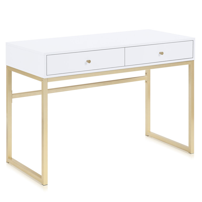 Leini 42'' Desk, White/Yellow