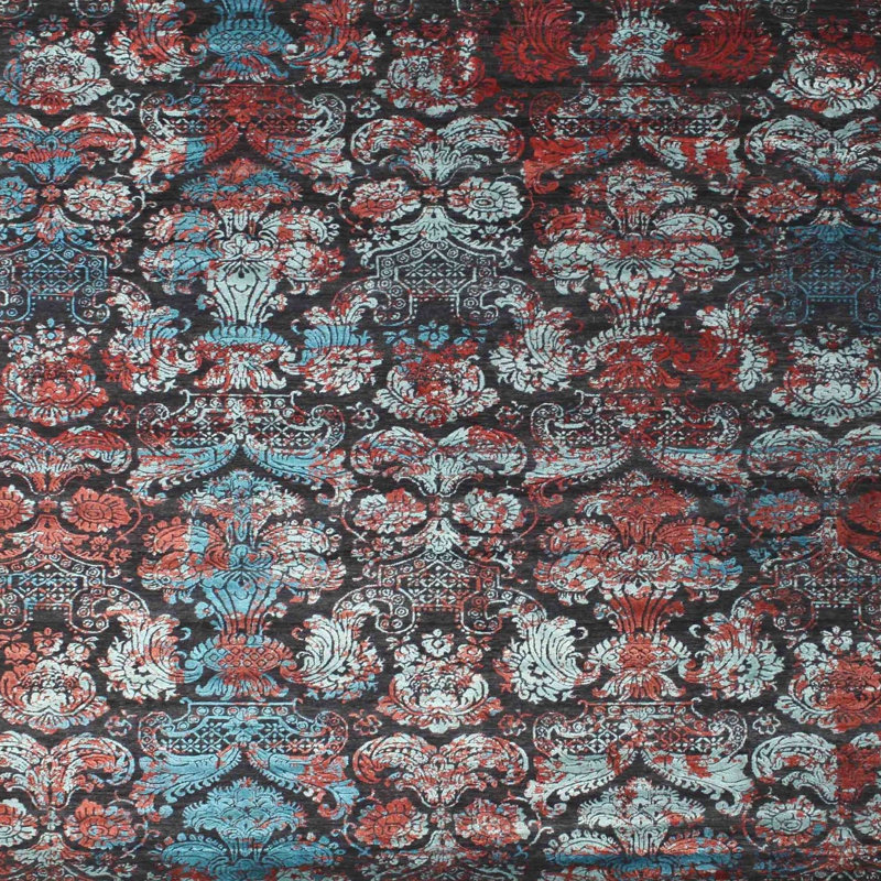 Tapis de zone bleu foncé contemporain, Carré 8 pi