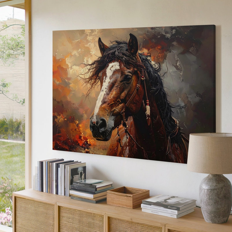 Warrior Spirit Horse sur toile, H 9 po x l 12 po