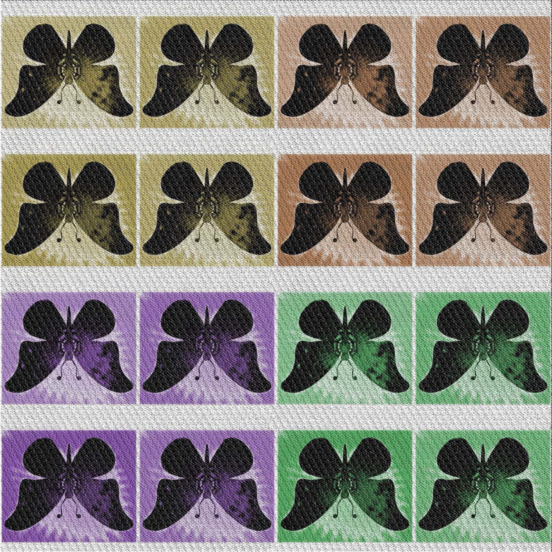 Tapis violet/rouge/vert à motif, Carré 4 pi